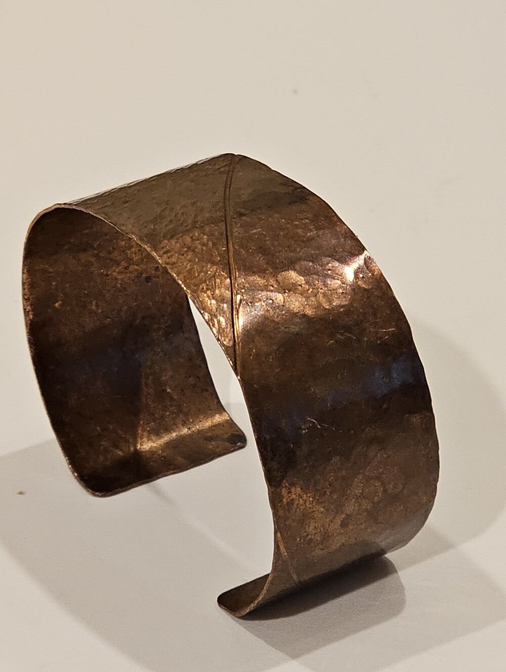 Artisan 1970s Hammered Copper Cuff Bracelet